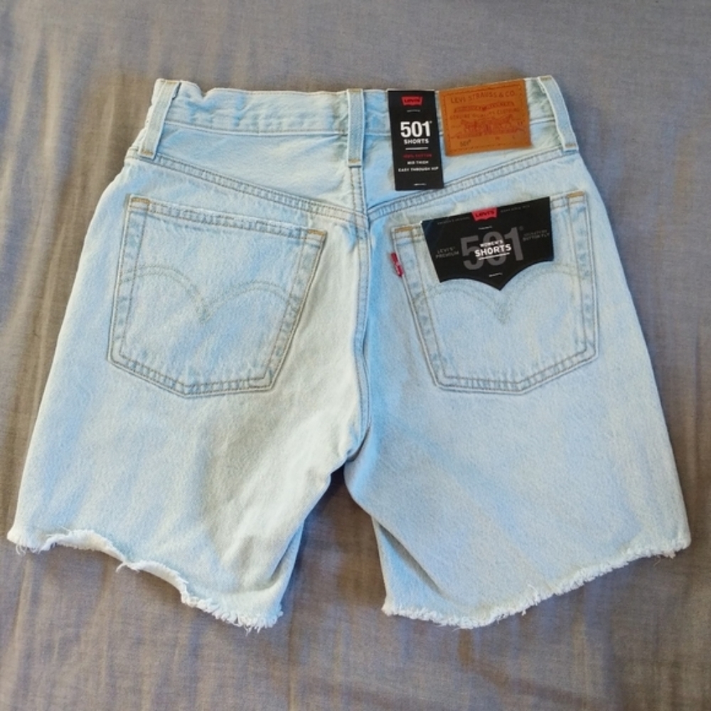 Levi's 501 Mid Thigh Bermuda Jean Denim Long Shorts Pants - Picture 14 of 15